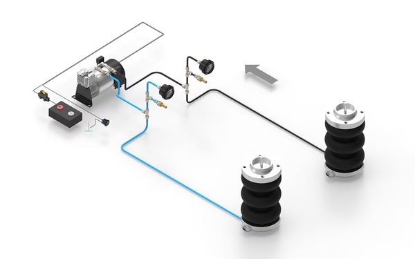 Luftfeder Aufbau mit Kompressor